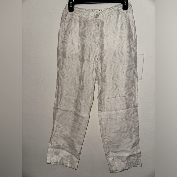 Massimo alba women’s cream flax patterned pants 42 resortwear summer vacation - Picture 1 of 10